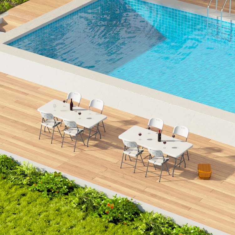 6 Foot Heavy Duty Portable Folding Table for 4-6 People | 4Dock